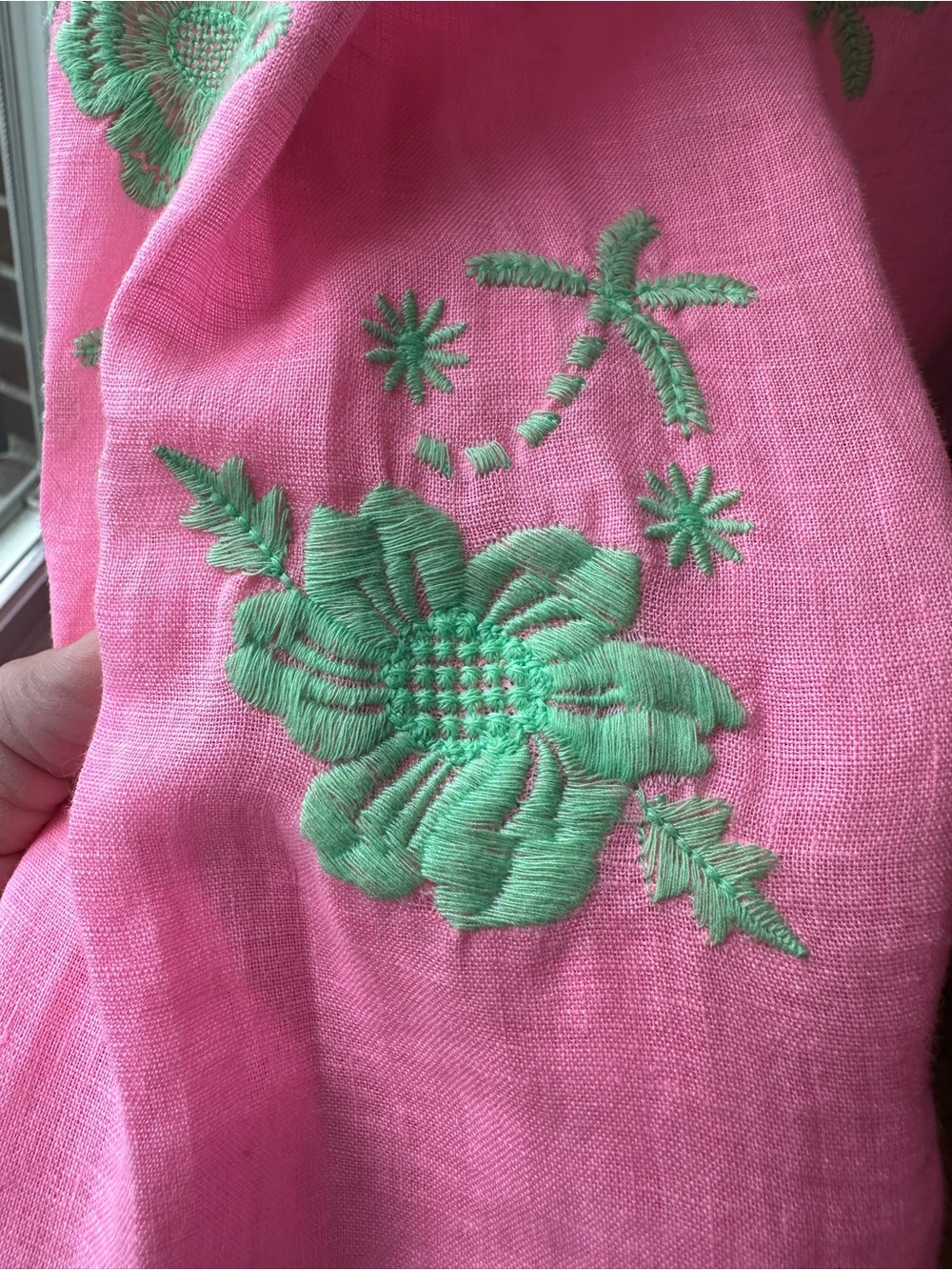 Lilly Pulitzer Coby Linen Top, Pink & Green, Size Large - Picture 4 of 7